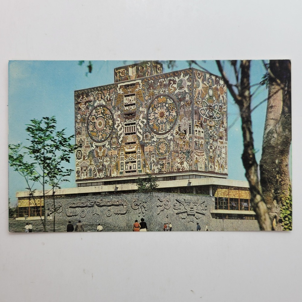 UNAM‎ Mexico Library Postcard Ciudad Universitaria Vintage Souvenir